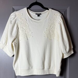 Express White Lace Accent Sweatshirt Shirt